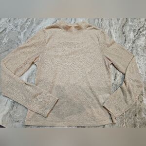 Whimsy + Row Metallic Mock Neck Long Sleeve Top Champagne Gold Size M